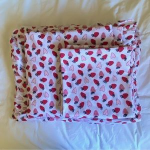 London Kaye Strawberry Heart King Size Bed Sheets | Fitted, Flat & 2 Pillowcases